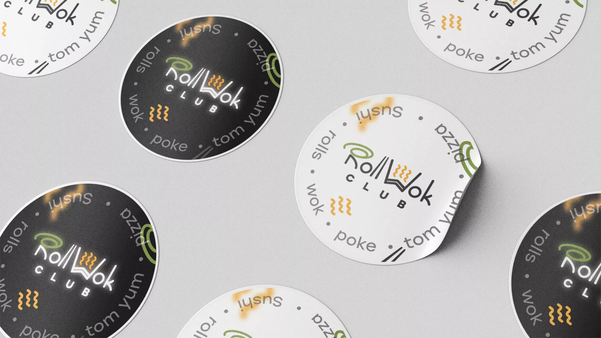 Разработка наклеек для суши-бара «Roll Wok Club» в Кубинке